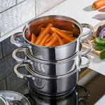 3 Tier Stainless-steel Steamer Pan | 18cm | Silver