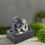 Tabletop Resin Cherub Fountain With Led Light