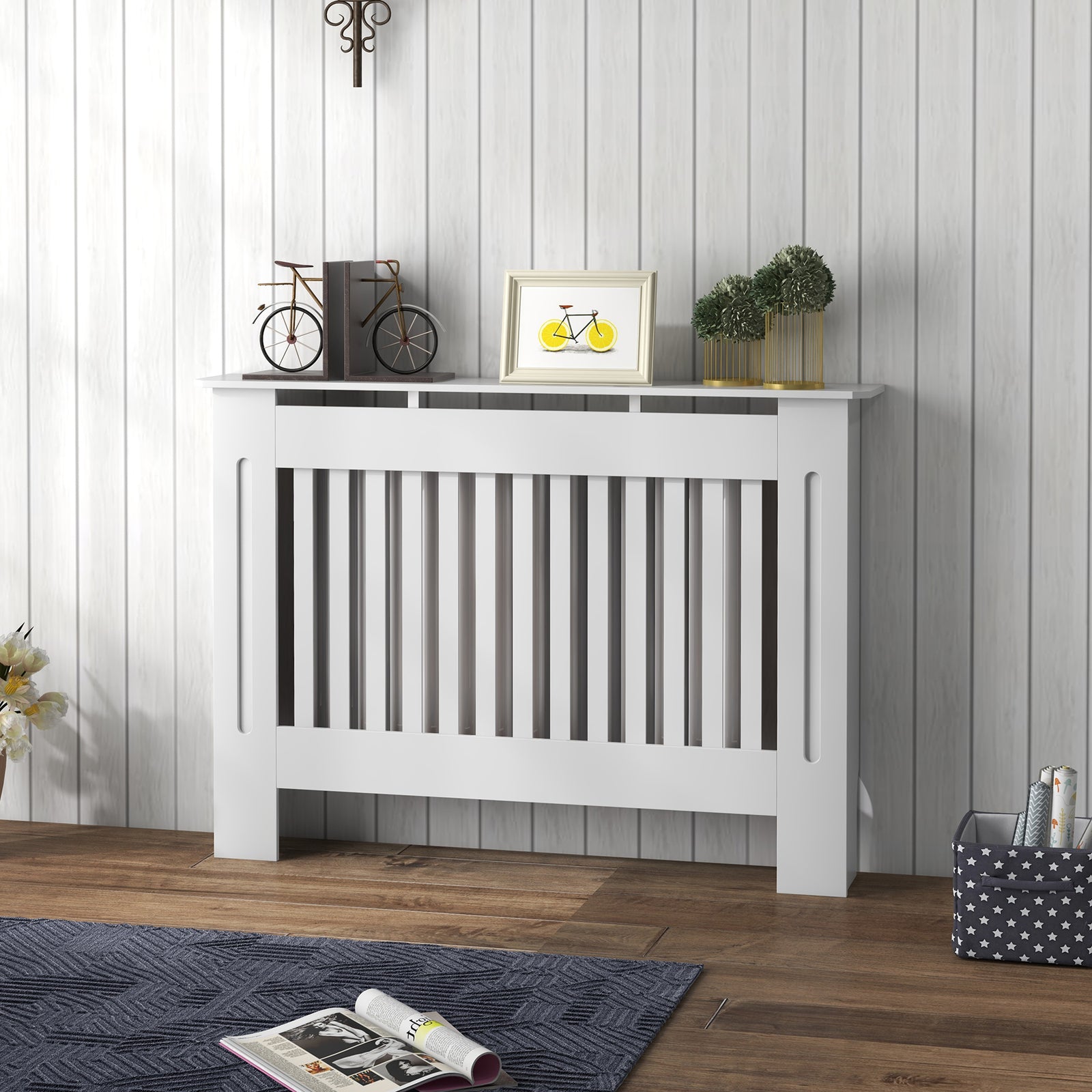 Radiator Cover Painted Slatted Mdf Grill 112/152/172cm | Small | White