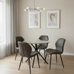 New York Dining Table With 4 Jaydn Leather Chairs | Grey