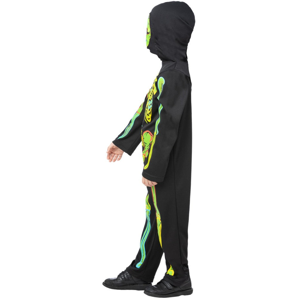 Neon Skeleton Glow In The Dark Costume | Age 7-9
