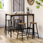 5 Piece Bar Table And Stools Set With Metal Frame | Brown