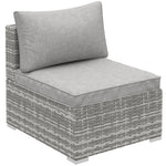 Outdoor Garden Furniture Rattan Single Middle Sofa W/cushion | Gray