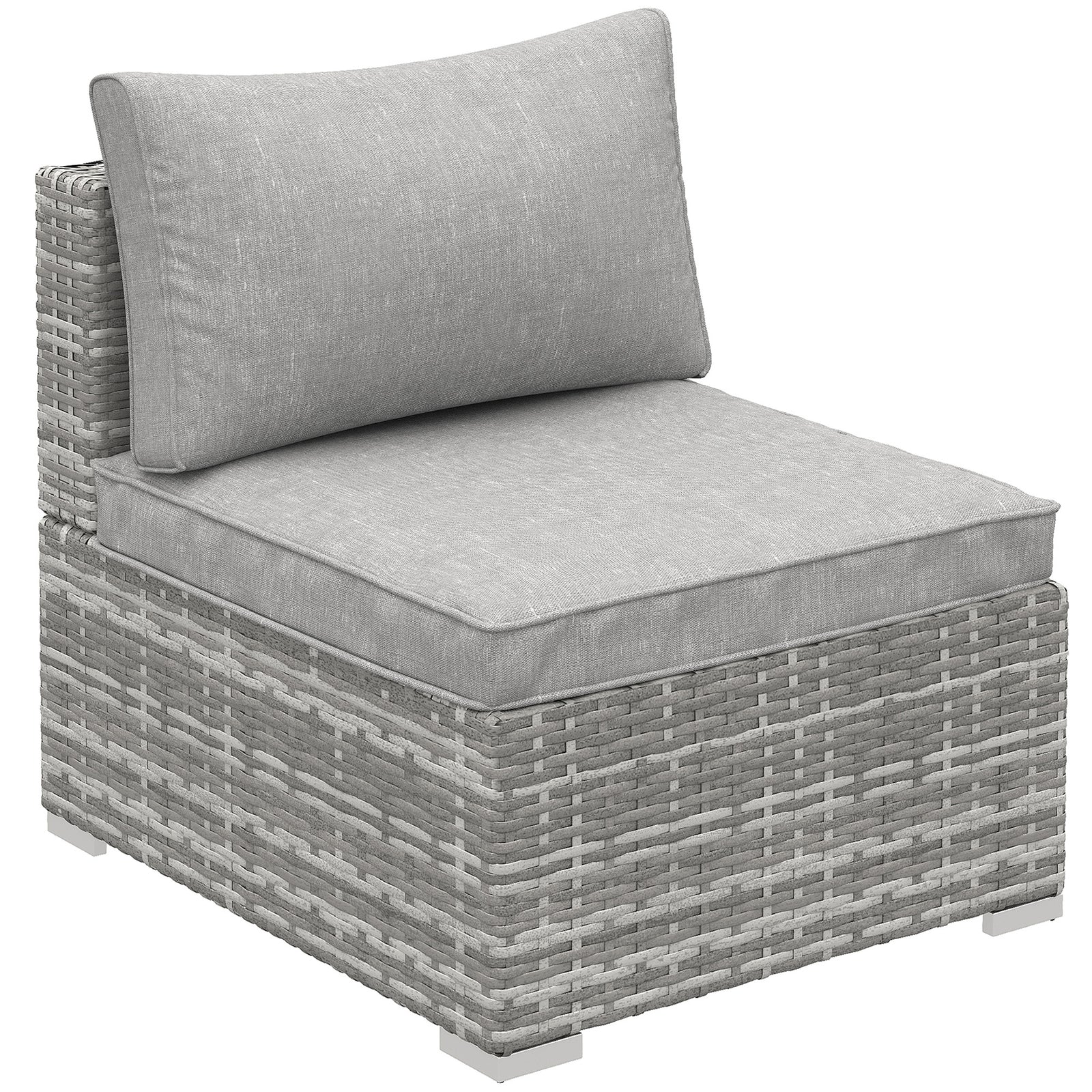 Outdoor Garden Furniture Rattan Single Middle Sofa W/cushion | Gray