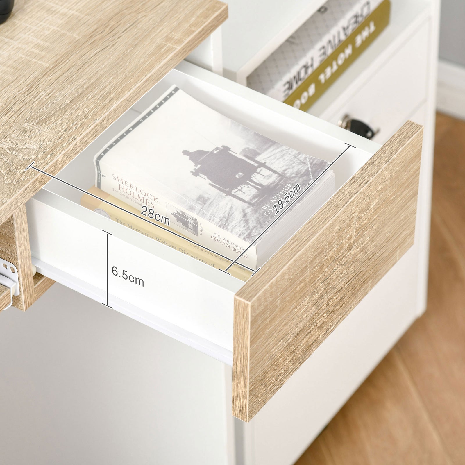 Compact Computer Table With Tray, Drawer | Yellow