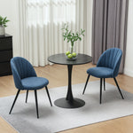 Set Of 2 Dining Chairs With Shell Backrest And Padded Seat | One Size | Blue