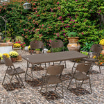 7 Pcs Resin Rattan Dining Set, Foldable Table & Chairs