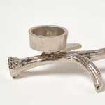 HOMESCAPES Silver Antler Dual Tea Light Holder