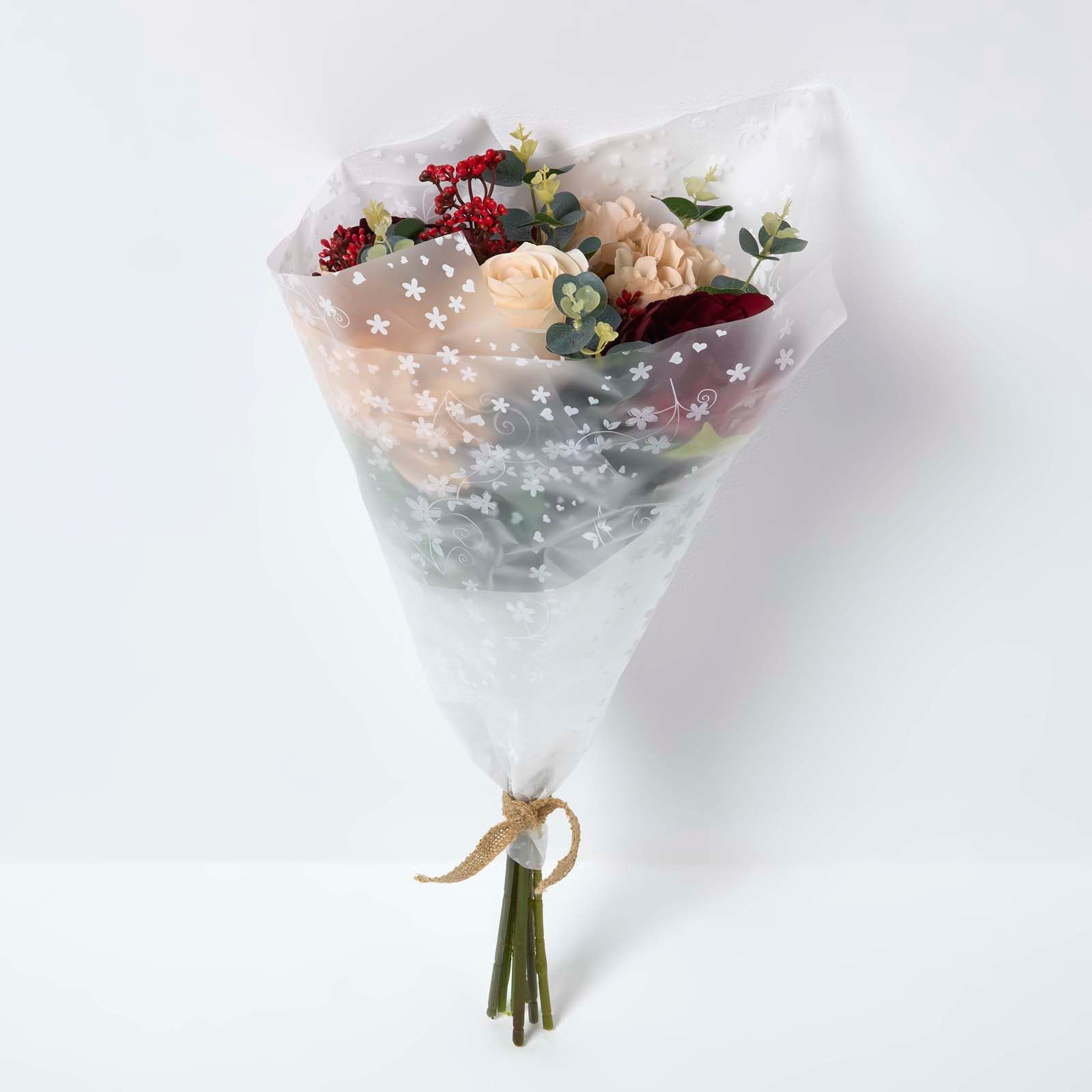 Artificial Burgundy Roses And Dahlias Bouquet, 67 Cm