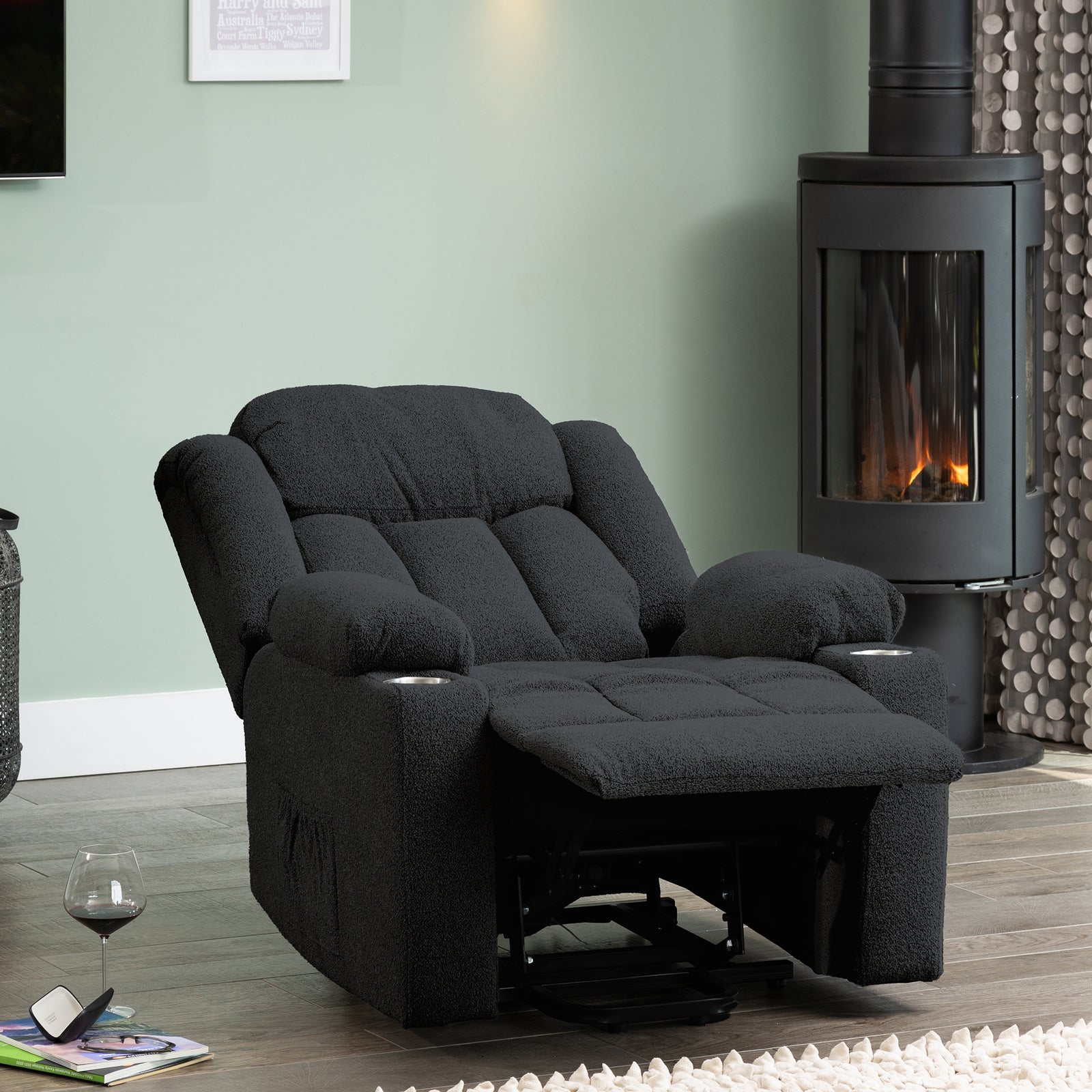 Redding Dual Motor Electric Lift Assist Recliner Chair With Massage And Heat | 1 | Dark Grey