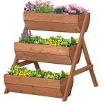 3 Tier Wooden Raised Garden Bed | Brown