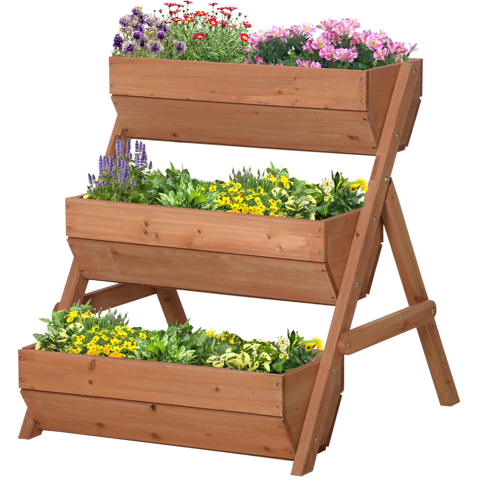 3 Tier Wooden Raised Garden Bed | Brown