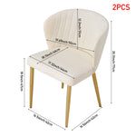 Breeins Set Of 2 Modern Velvet Dining Chairs With Gold Metal Legs