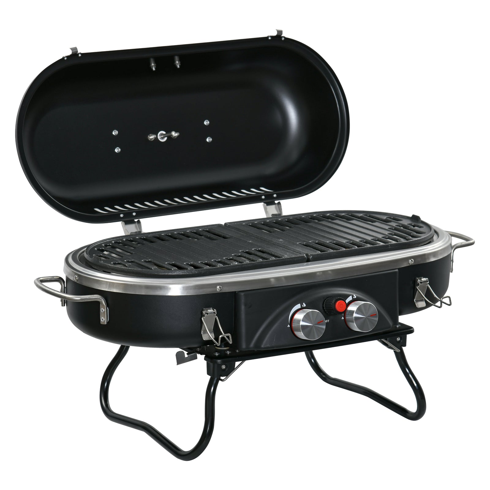 Foldable Bbq Grill, 2 Burner, Table Top | Black