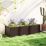 Plastic Raised Garden Bed, Modular Planter Box, Brown