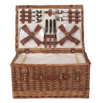 Classic Fitted Picnic Wicker Basket | 6-person | White