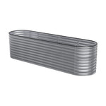 160/240/320cm W X 80cm D X 80cm Height Gardens Plan Oval-shaped Galvanized Steel Raised Garden Bed With Safety Edging & Ground Stakes | Large | Galvanized Silver