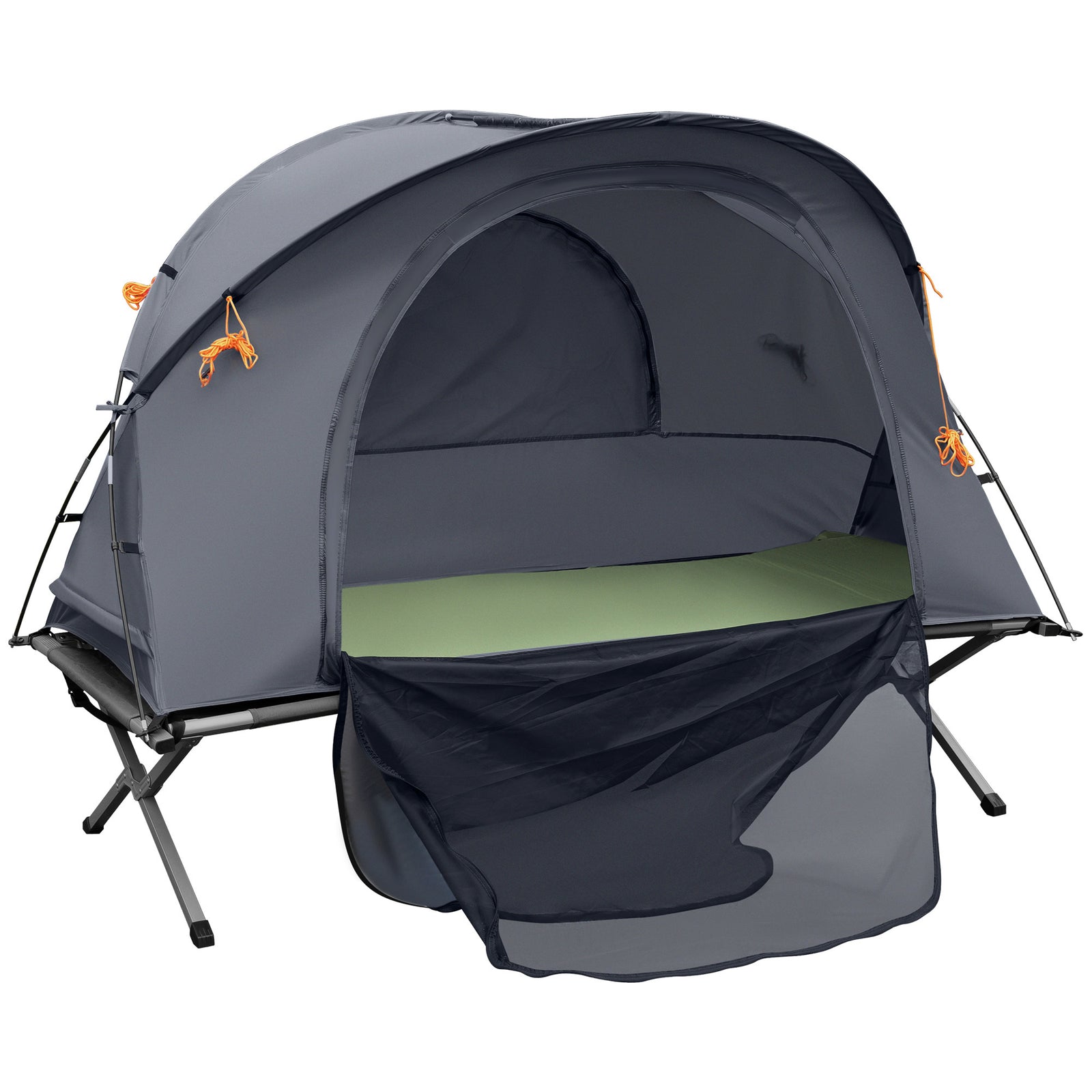 Camping Tent Cot With Air Mattress And Carry Bag | Gray