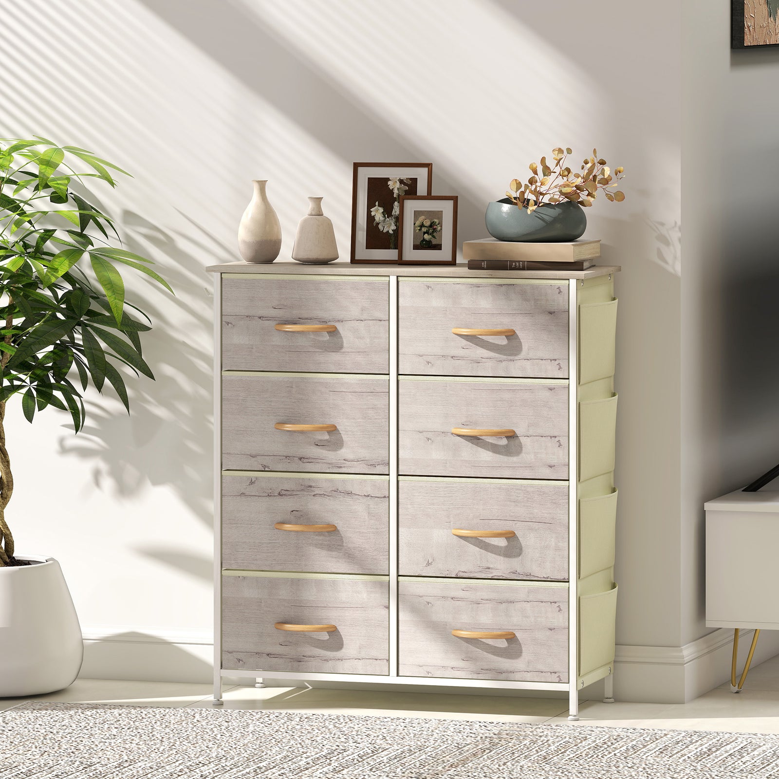 Fabric Chest Of Drawers, 8 Drawer Dresser For Bedroom | Natural