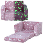 2 In 1 Kids Chair Bed With Glow In The Dark Cosmic Design | Pink