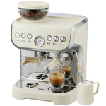 Espresso Machine, Bean Grinder & Steam Wand, 15 Bar Pressure | Cream White
