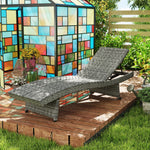 Pe Rattan Sun Lounger With 4-level Adjustable Backrest | Dark Gray