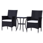 Rattan Bistro Set Garden Chair Table Patio Outdoor | Black