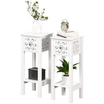 Bedside Table Set, End Table Set With Drawer Storage Shelf | One Size | White