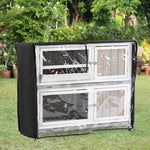 Two-tier Wooden Rabbit Hutch W/ Wheels, Trough, Rain Cover, Tray 
Grey
