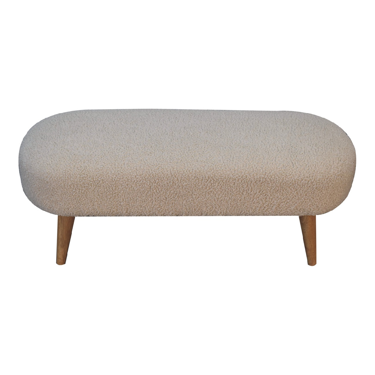 Solid Wood Boucle Hallway Bench