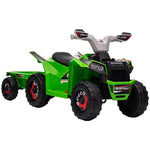 Electric Quad Bike, 6v Kids Ride-on Atv With Back Trailer | Green