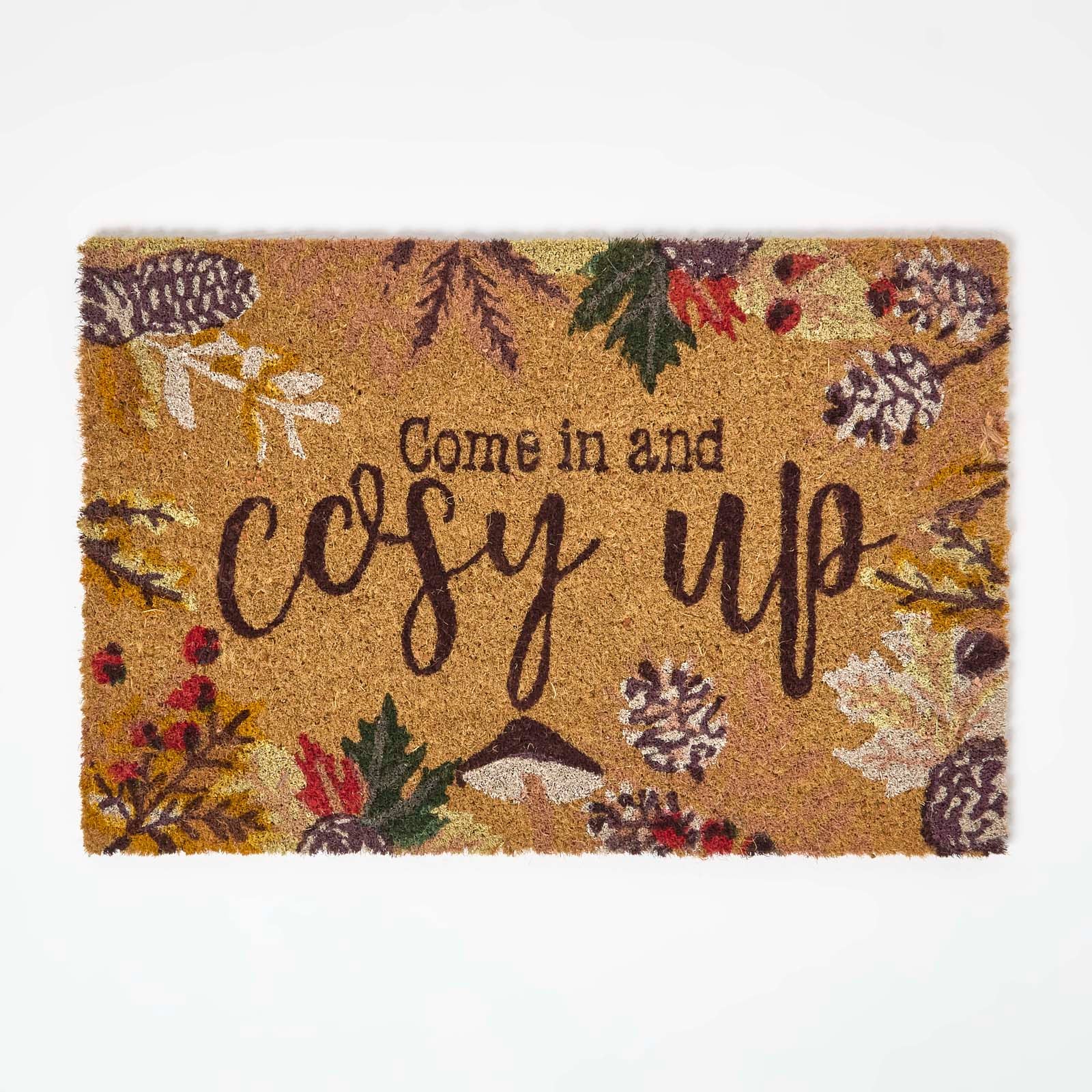HOMESCAPES Cosy Autumn Non-slip Coir Doormat, 60 X 40 Cm