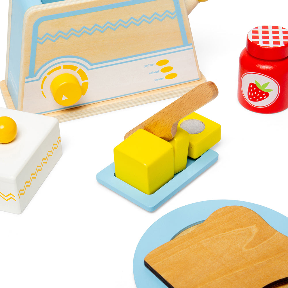 Wooden Breakfast Set, Includes A Toaster With Heat Dial