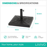 19kg Square Resin Parasol Base - Black