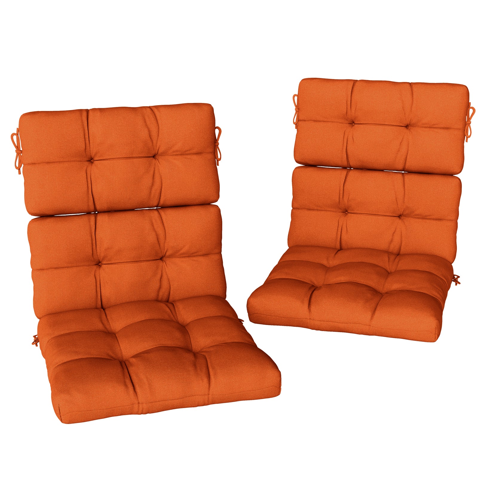 Orange Outdoor Seat Cushions, Pair