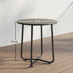 Metal Garden Side Table, 48 Cm Round Outdoor Table | Grey