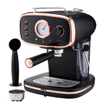15-bar Retro Espresso Coffee Machine With Steam Wand | Black & Copper