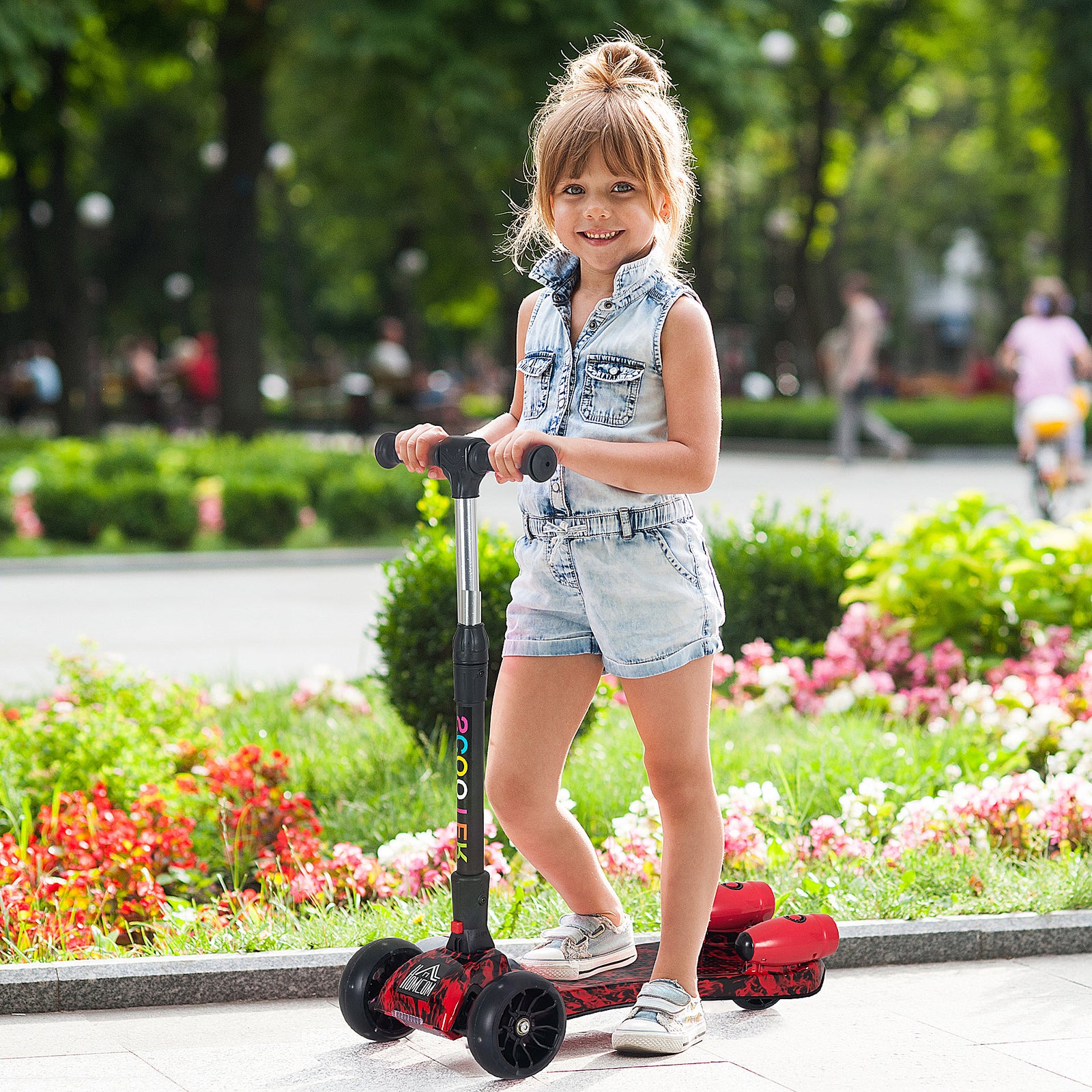 Child 3-wheel Scooter Light Music Water Spray Rechargeable 3-6 Yrs | Red