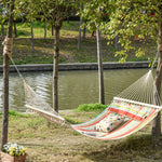 Double Cotton Hammock Camping Stripe Hanging Bed With Pillow