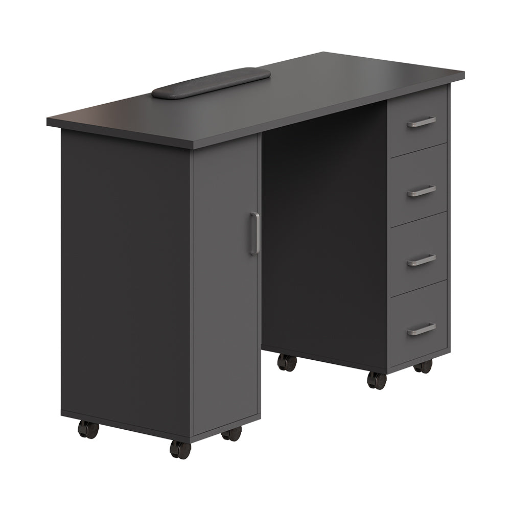 Mobile Manicure Table With 1 Cabinet And 4 Drawers | Black
