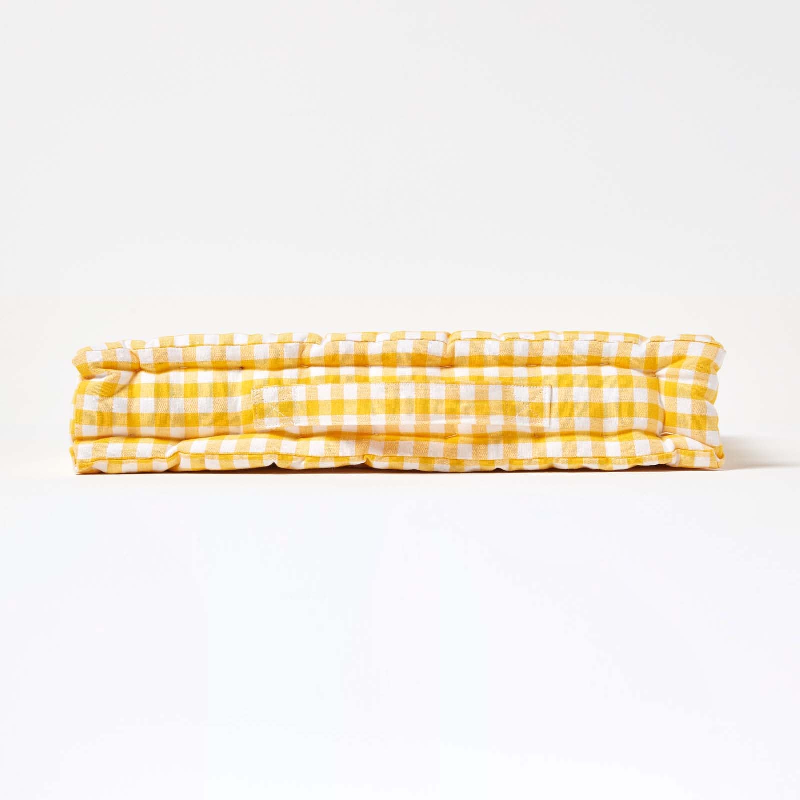 Cotton Gingham Check Floor Cushion | 50cm x 50cm | Yellow