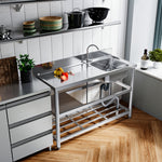 100cm/120cm W X 50cm D X 89.5cm H Bathroomdeco Stainless Steel One Compartment Sink With Shelves | Large