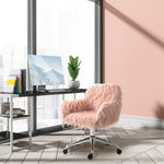 Vinsetto Faux Fur Home Office Chair, Vanity Chair W/ Adjustable Height, Pink