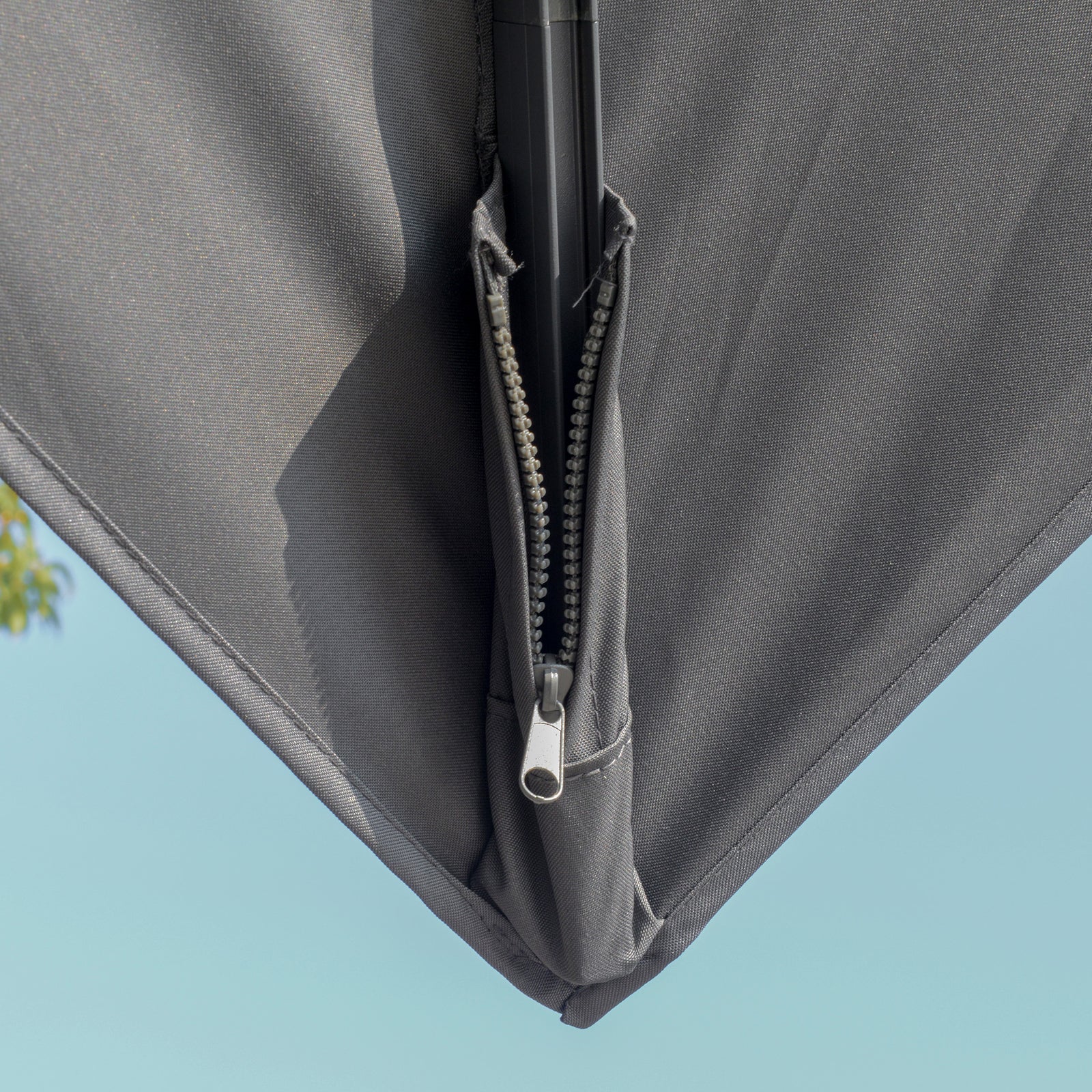 3m Cantilever Parasol W/ Solar Led, Crank, Cross Base