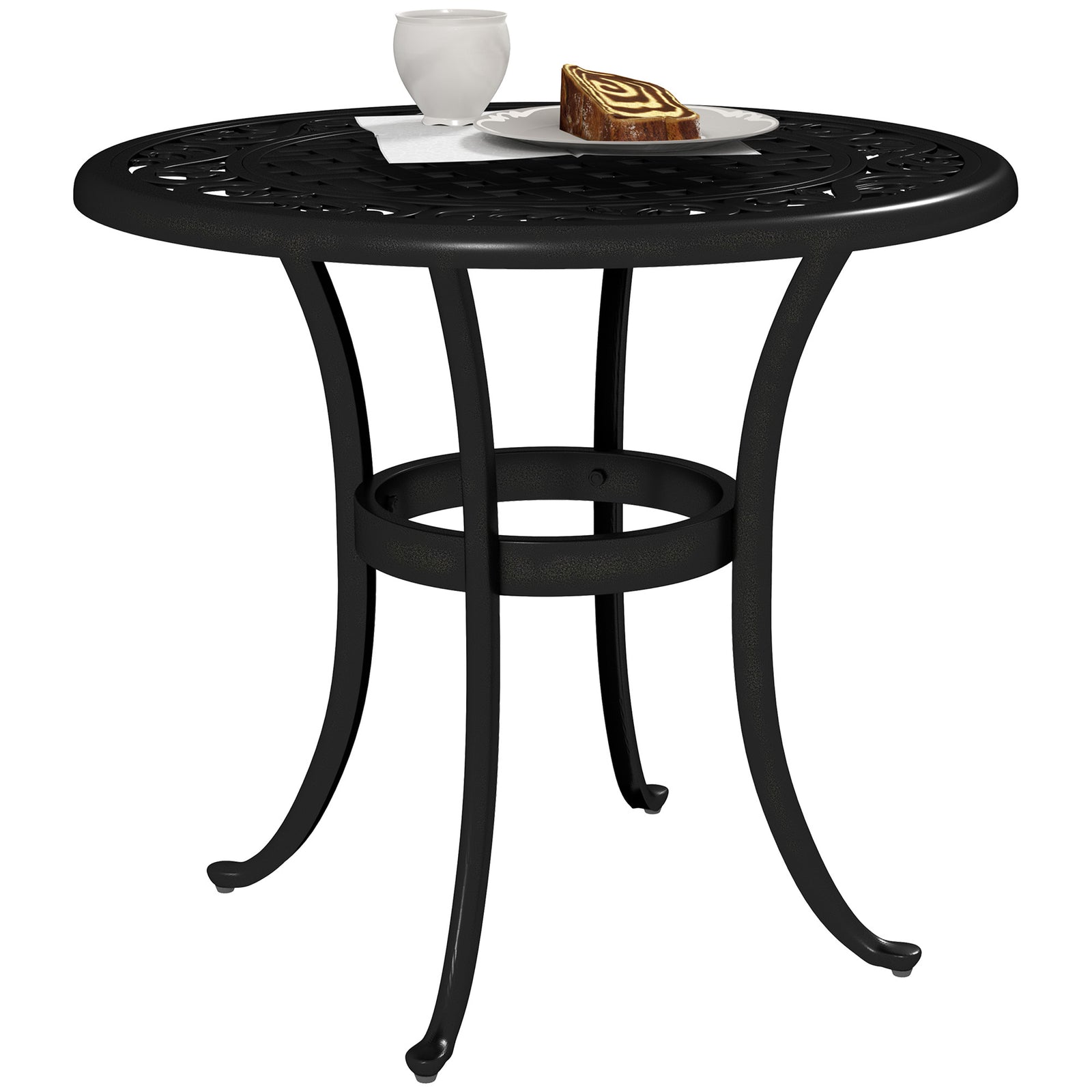 60cm Round Hollow Top Design Side Table W/ Cast Aluminum