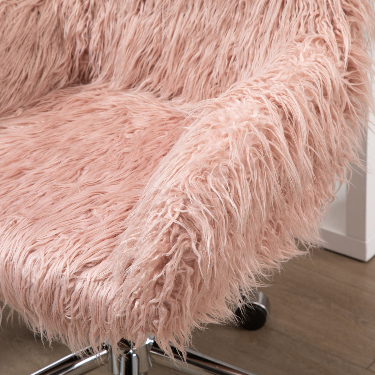 Vinsetto Faux Fur Home Office Chair, Vanity Chair W/ Adjustable Height, Pink