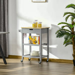 Utility Trolley With Worktop, Towel Rack, Drawer