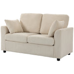2 Seater Sofa, Corduroy Small Couch With Spring Cushion | Beige