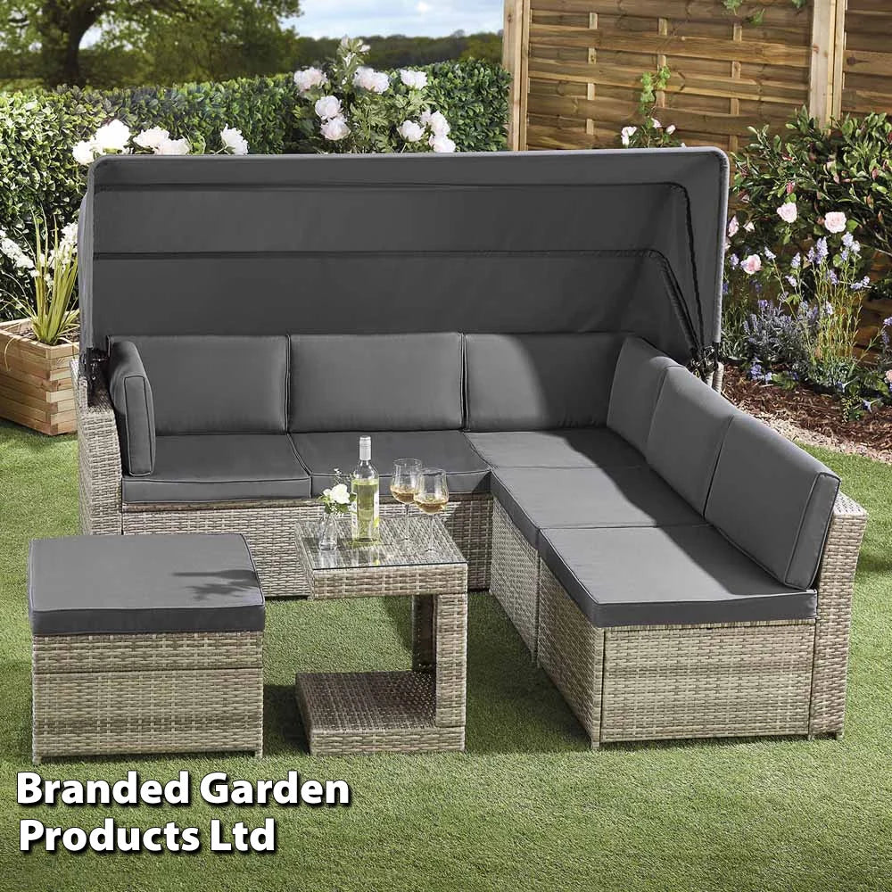 Garden_Gear California Rattan Daybed With Canopy