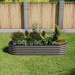 160/240/360cm W X 80cm D X 42cm H Outdoor Galvanized Steel Raised Garden Bed With Trellis | Medium | Mixed Grey